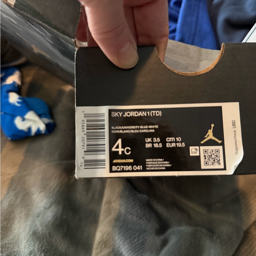 Jordan Kids Sneakers - Black and Blue size 4C - Picture 2 of 2